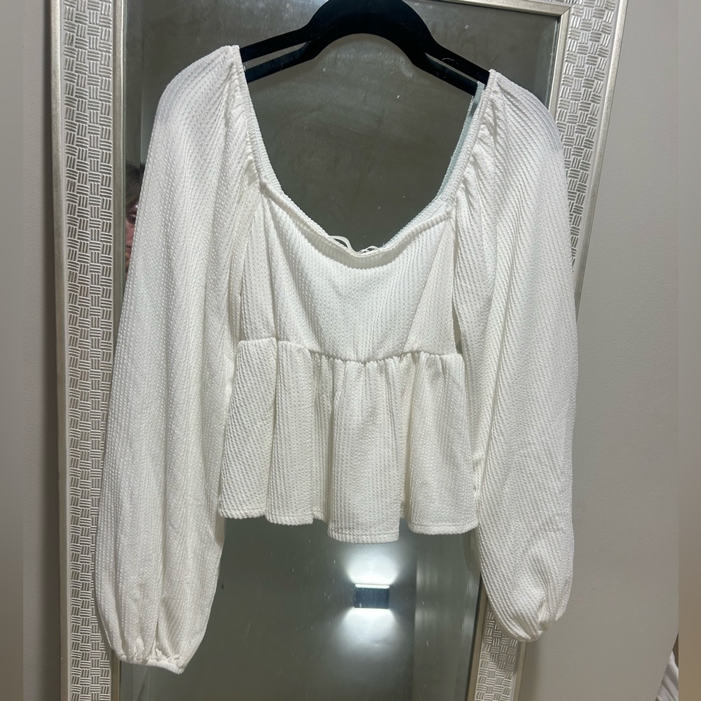 Altar'd State Ivory Ribbed Blouse - Picture 5 of 5